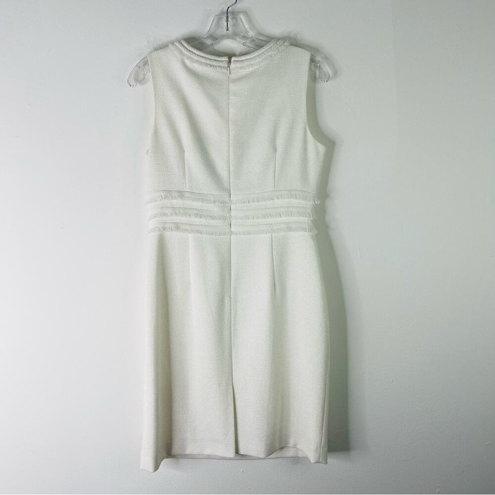 Tahari white pearl fringe cut out wedding evening office midi dress 6P - Picture 10 of 10